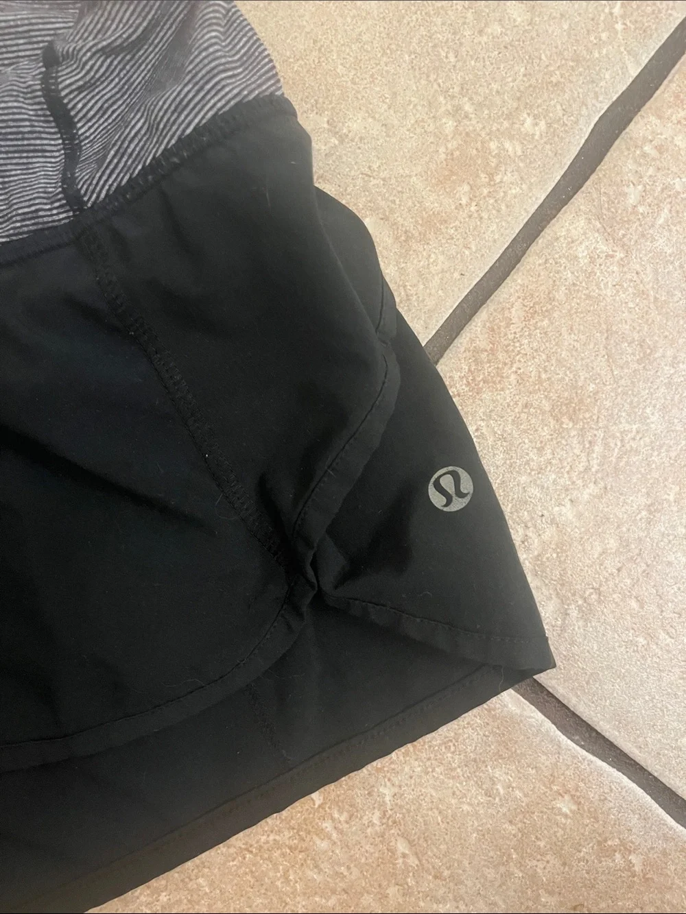 lululemon athletica Black Athletic Shorts with Gray Waistband